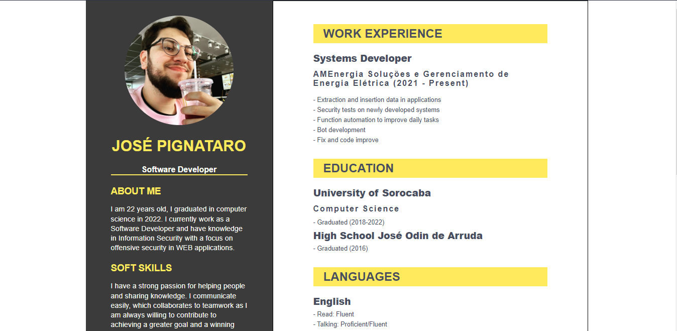 Resume page